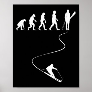 Skiing Winter Sports Ski Lover Evolution Of Skier Poster