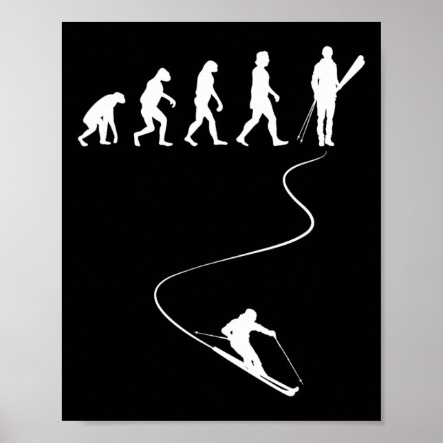 Skiing Winter Sports Ski Lover Evolution Of Skier  Poster (Front)