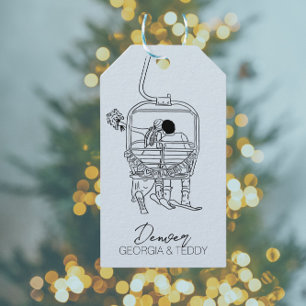 Skiing Winter Wedding Gift Tags