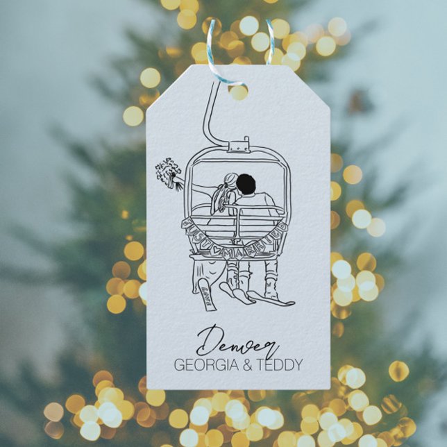 Skiing Winter Wedding  Gift Tags (Creator Uploaded)