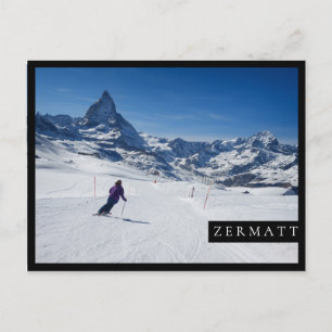 Skiing with Mt. Matterhorn in Zermatt, Switzerland Postcard