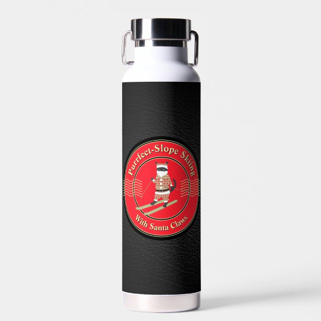 Skiing with Santa Craws water bottle (Front)