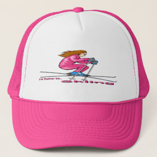 Skiing Woman Trucker Hat