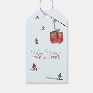 skiing wrapping paper  gift tags