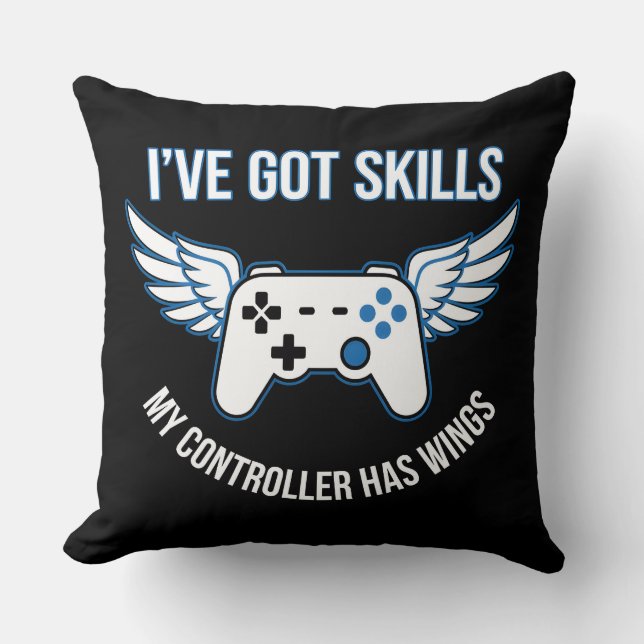 Skilled Controller with Wings Graphic Throw Pillow (Front)
