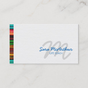 Skilled Services Colourful Edge Cursive Monogram Business Card