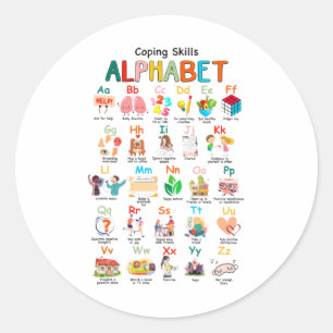 Skills Abc Alphabet Mental Health Awareness Counse Classic Round Sticker