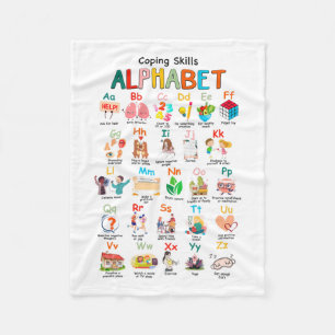 Skills Abc Alphabet Mental Health Awareness Counse Fleece Blanket