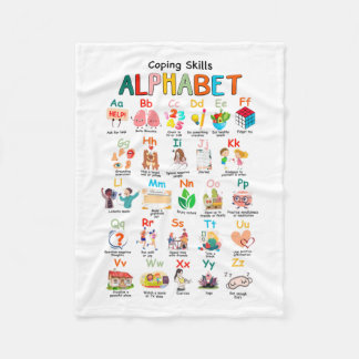 Skills Abc Alphabet Mental Health Awareness Counse Fleece Blanket