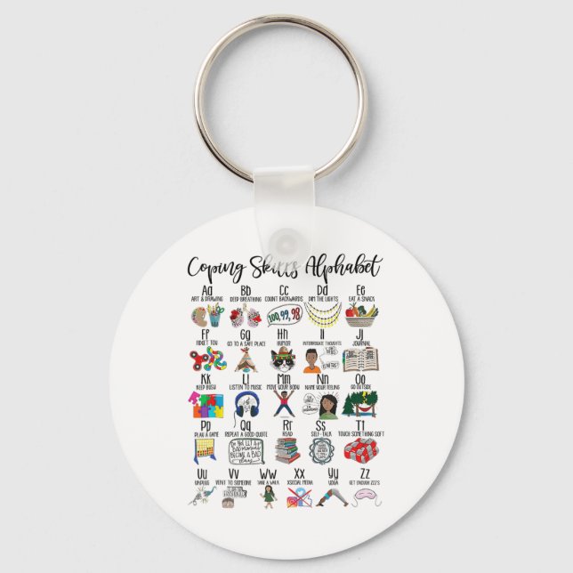 Skills Alphabet Mental Health Awareness Counsellor Keychain (Front)