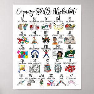 Skills Alphabet Mental Health Awareness Counsellor Poster