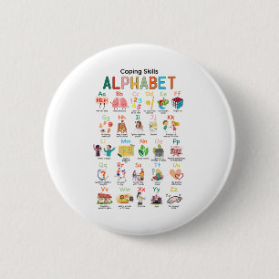 Skills Alphabet Mental Health Problems Teacher Wom 2 Inch Round Button