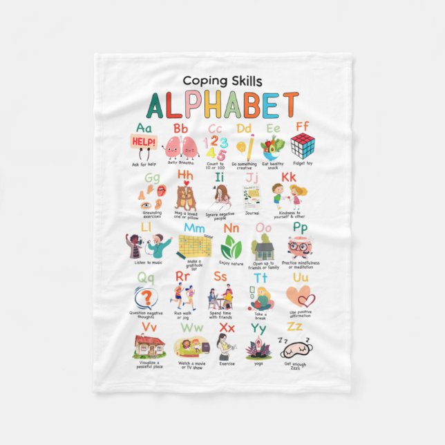 Skills Alphabet Mental Health Problems Teacher Wom Fleece Blanket (Front)