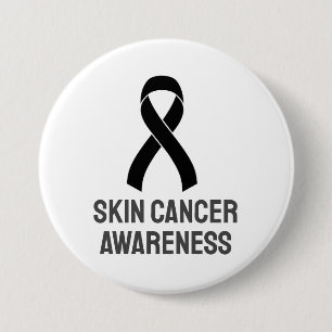 Skin Cancer Awareness Black Ribbon 3 Inch Round Button