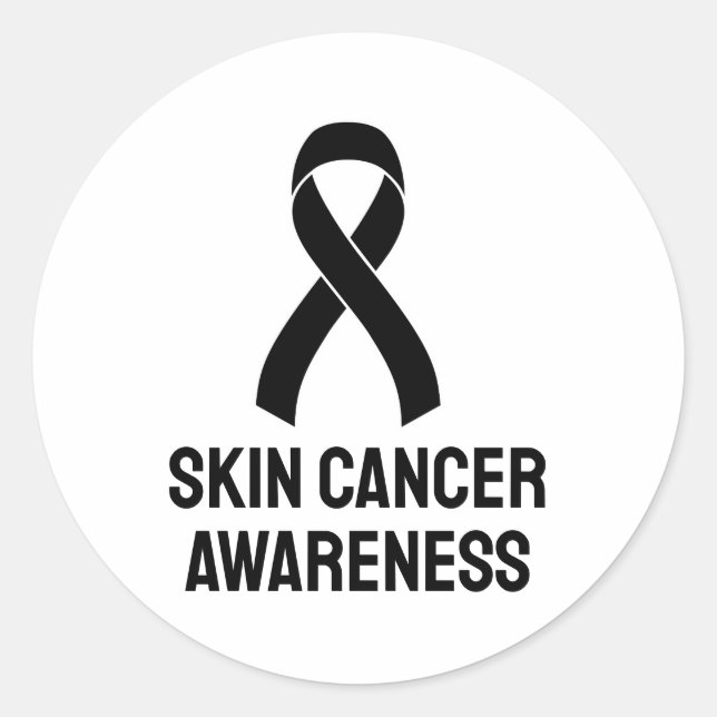 Skin Cancer Awareness Black Ribbon Classic Round Sticker (Front)