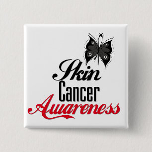 Skin Cancer Awareness Butterfly 2 Inch Square Button