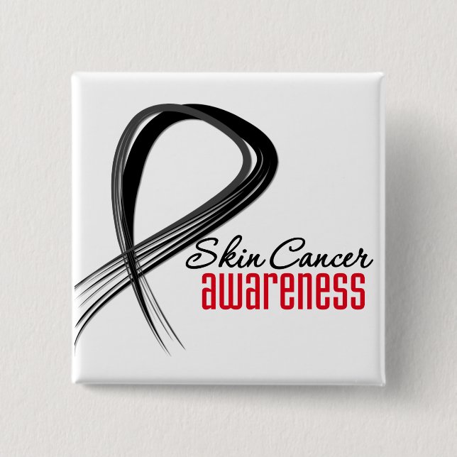 Skin Cancer Awareness Grunge Ribbon 2 Inch Square Button