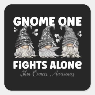 Skin Cancer Black Ribbon Gnome Dwarf Square Sticker