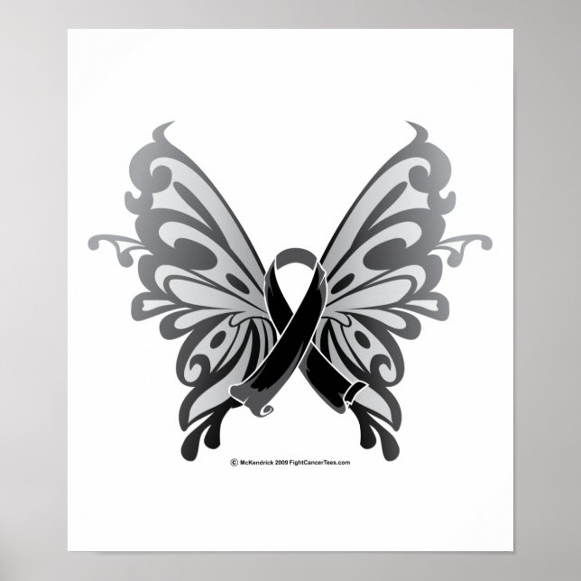 Skin Cancer Butterfly Ribbon Poster (Front)