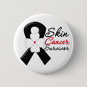 Skin Cancer Survivor Flower Ribbon 2 Inch Round Button