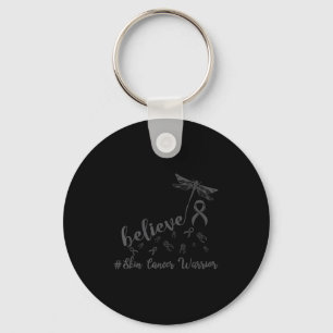 Skin Cancer Warrior Dragonfly Believe Hope Keychain