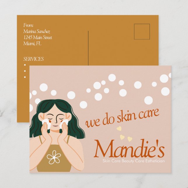 Skin Care Aesthetician Business Salon Branding B Postcard (Front/Back)