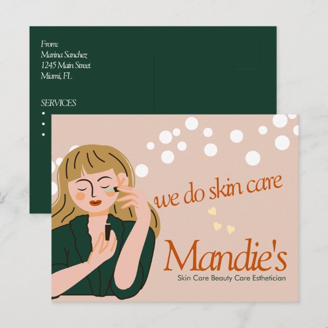 Skin Care Aesthetician Business Salon Branding C Postcard (Front/Back)
