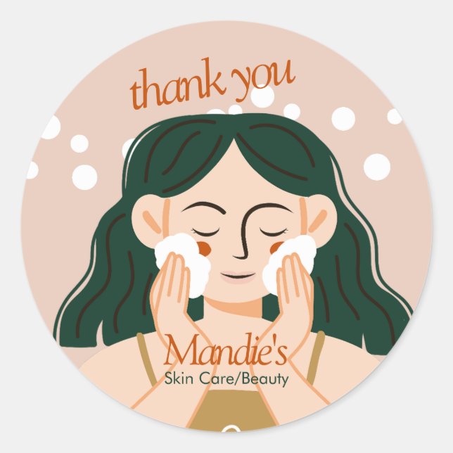 Skin Care Aesthetician Business Salon Thank You C Classic Round Sticker (Front)