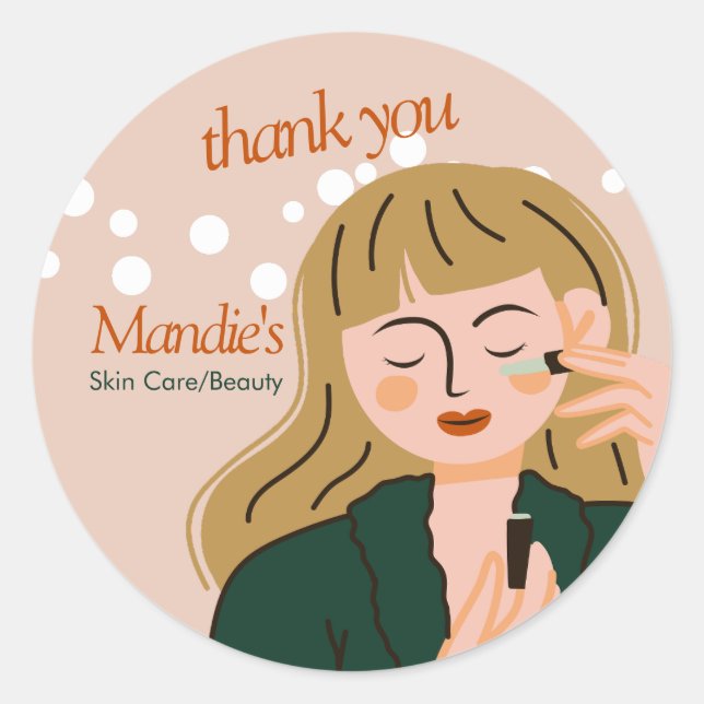 Skin Care Aesthetician Business Salon Thank You D Classic Round Sticker (Front)