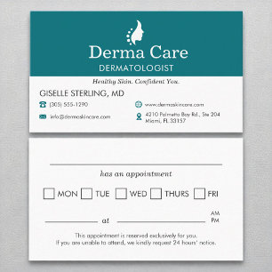 Skin Care Centre Dermatologist Appointment Business Card
