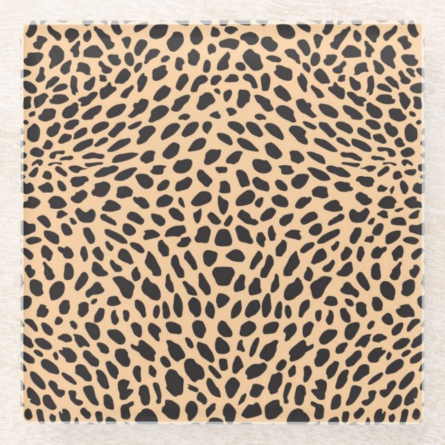 Skin cheetah decor glass coaster (Front)