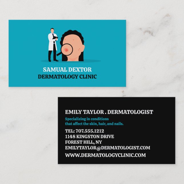Skin Condition, Dermatologist, Dermatology Clinic Business Card (Front/Back)