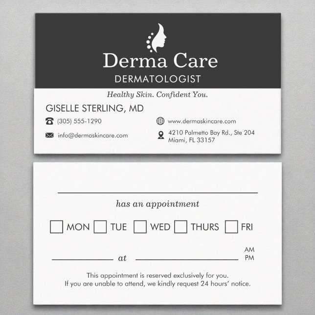 Skin Doctor Dermatologist Office Appointment Business Card (Creator Uploaded)