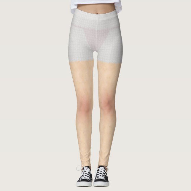 Skin Texture With White See Through Shorts Leggings (Front)
