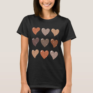 Skin Tone Hearts African American Black History  T-Shirt