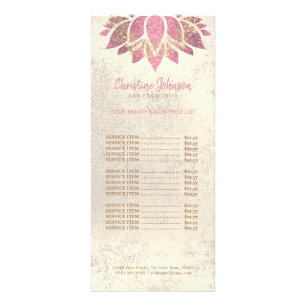 skincare aesthetician hot pink lotus on faux foil rack card
