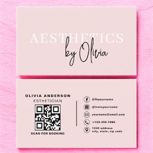 Skincare Aesthetician QR Code Blush Pink Business Card