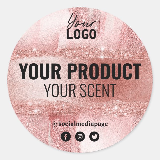 Skincare And Spa Product Labels In Rose Gold (Front)