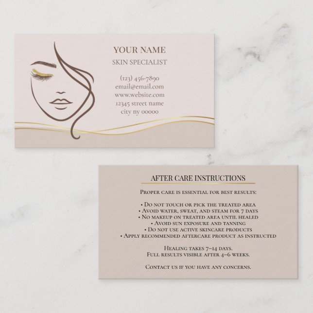Skincare & Beauty After care Card (Front/Back)