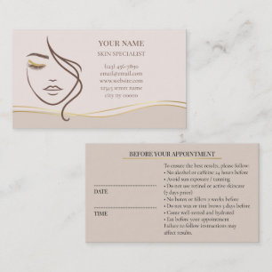 Skincare & Beauty Before care  Appointment Card