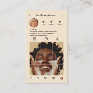 Skincare Instagram Photo Grid QR Code beige  Business Card
