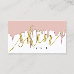Skincare Salon Esthetician Rose Gold Dripping Business Card