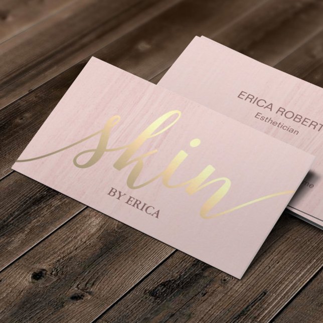 Skincare Salon Spa Aesthetician Gold Typography Business Card (Creator Uploaded)