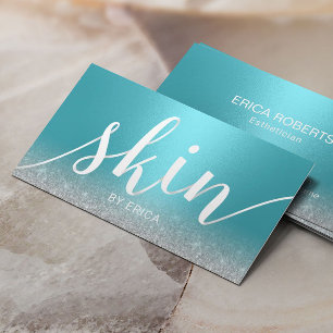 Skincare Salon Spa Aesthetician Modern Turquoise Business Card