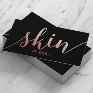 Skincare Salon Spa Aesthetician Rose Gold & Black Business Card