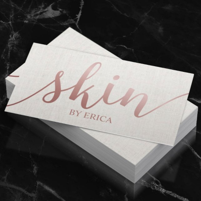Skincare Salon Spa Aesthetician Rose Gold Script Business Card (Creator Uploaded)