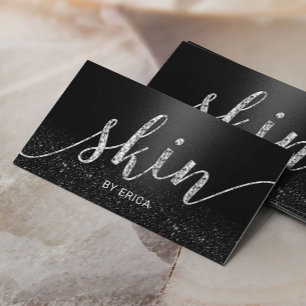 Skincare Salon Spa Aesthetician Script Modern Blac Business Card