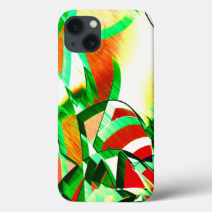 Skinned green bands simulating movement or drizzle iPhone 13 case