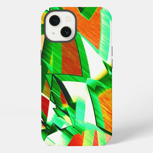 Skinned green bands simulating movement or drizzle iPhone case (Back)
