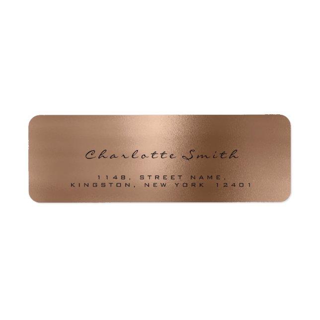 Skinny Blush Bronze Rose Lux Return Address Labels (Front)